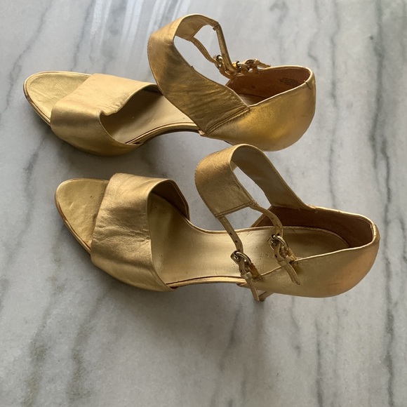 Nine West Womens Gold Strap Sandal Heels - Picture 2 of 5